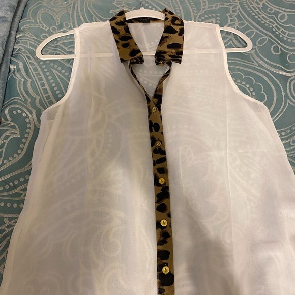 Sheer White Leopard Print Tank - Picture 1 of 3